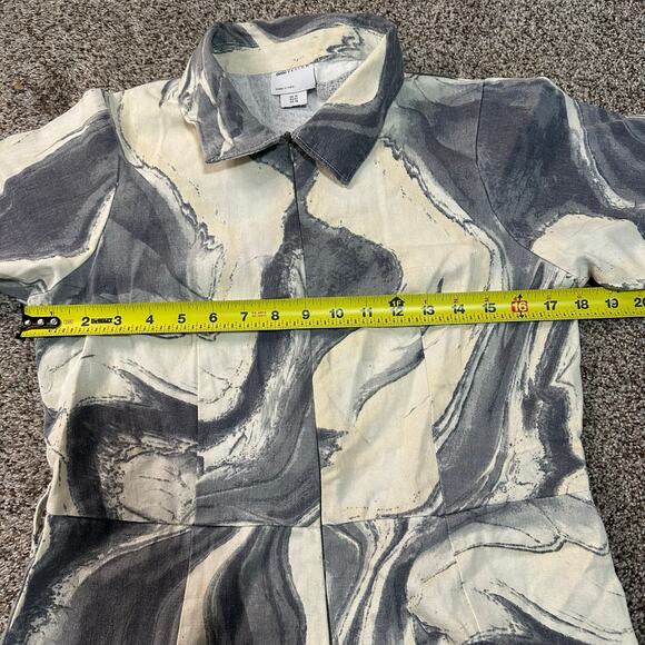 ASOS DESIGN Women's Twill Zip Front Playsuit Size 10 In Marble Print - Picture 9 of 12